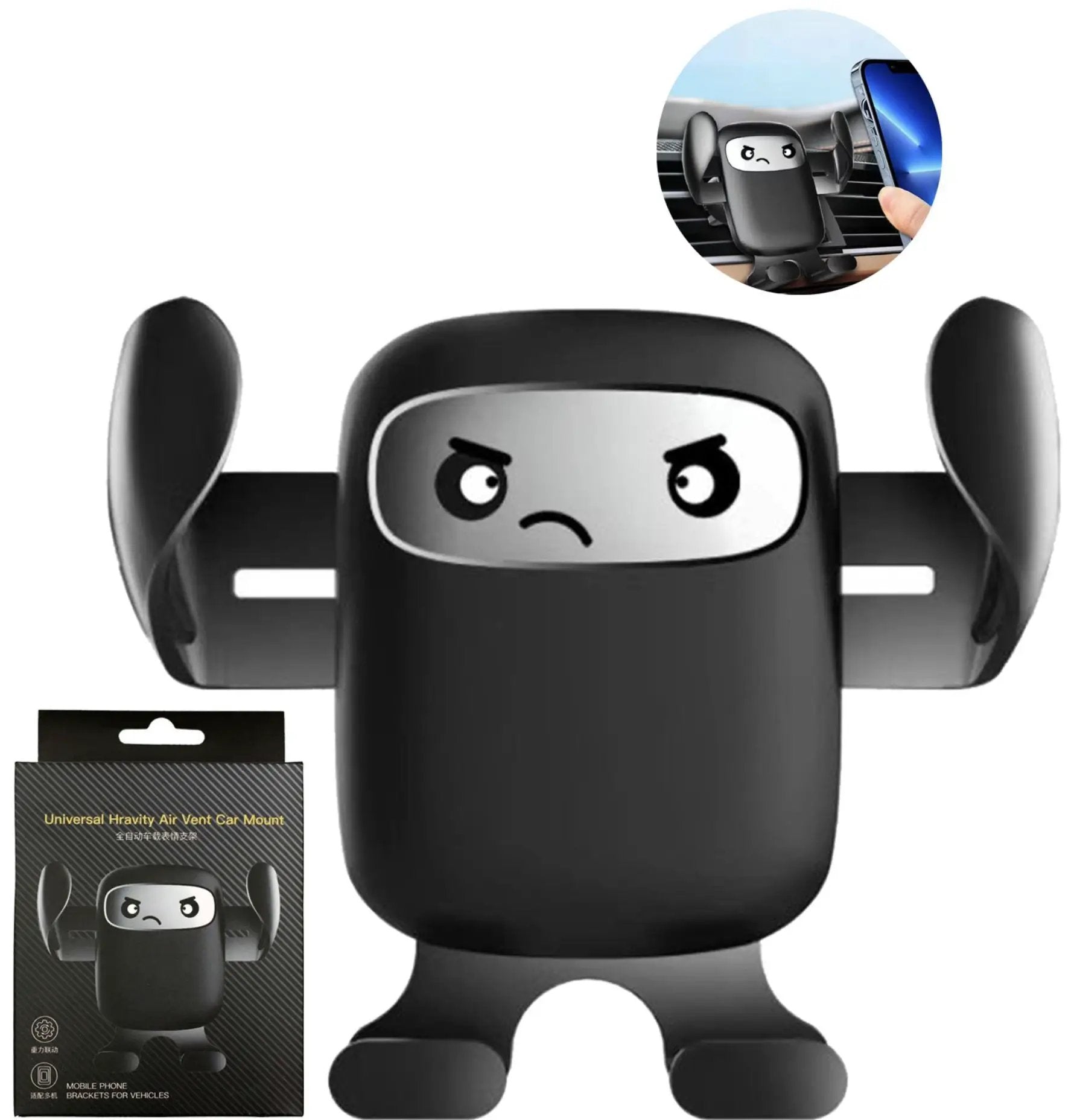 Cute Ninja Car Air Vent Phone Holder – Gravity Auto-Lock, 360° Rotation, Universal Fit for iPhone & Android by PHONE HOLDERS