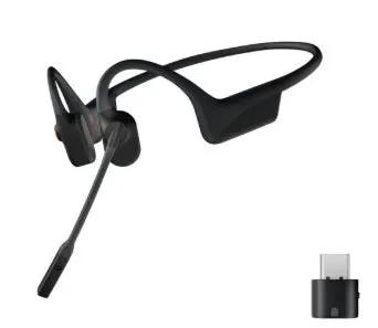 SHOKZ Open Comm 2 UC (2025 Update) Wireless Bluetooth Headset with USB-C Adapter - Black by HEADPHONES