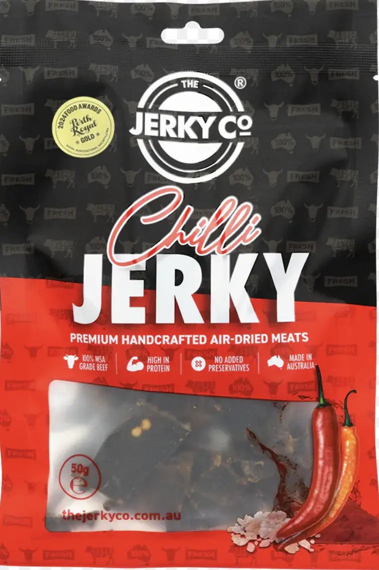 JERKY CO Chilli Jerky 50g Bag by Vending Machine Stock