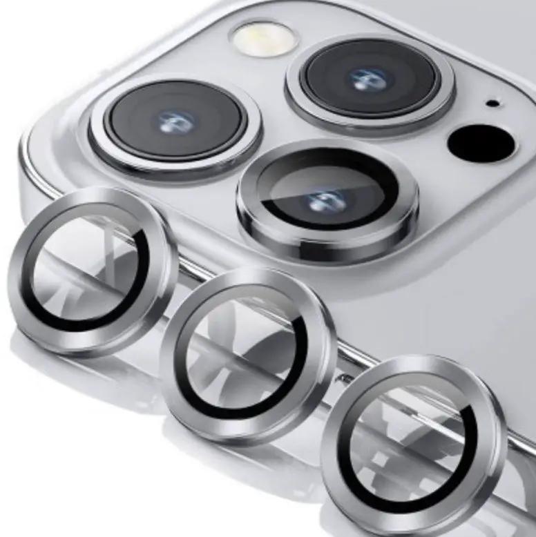 Kinglas Tempered Glass Ring Camera Lens Protector iPhone 15 Pro / iPhone 15 Pro Max - Silver by CAMERA LENS