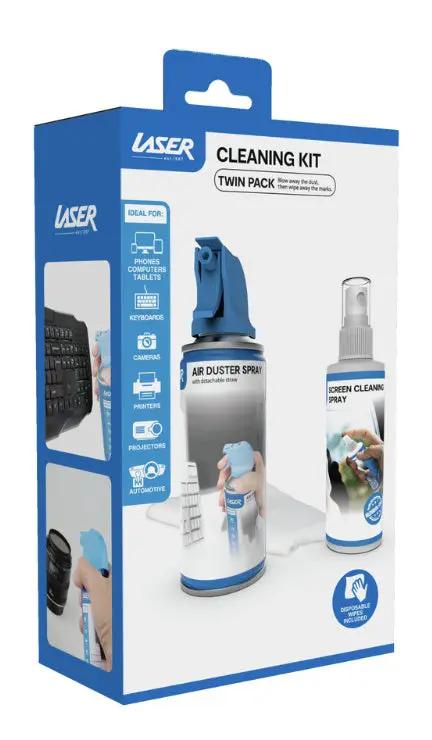 Laser Ultimate Computer Cleaner Kit with 150ml Air Duster, 125ml Anti-Static Cleaning Spray, x10 Wipes & Keyboard Cleaning Tool by CLEANING