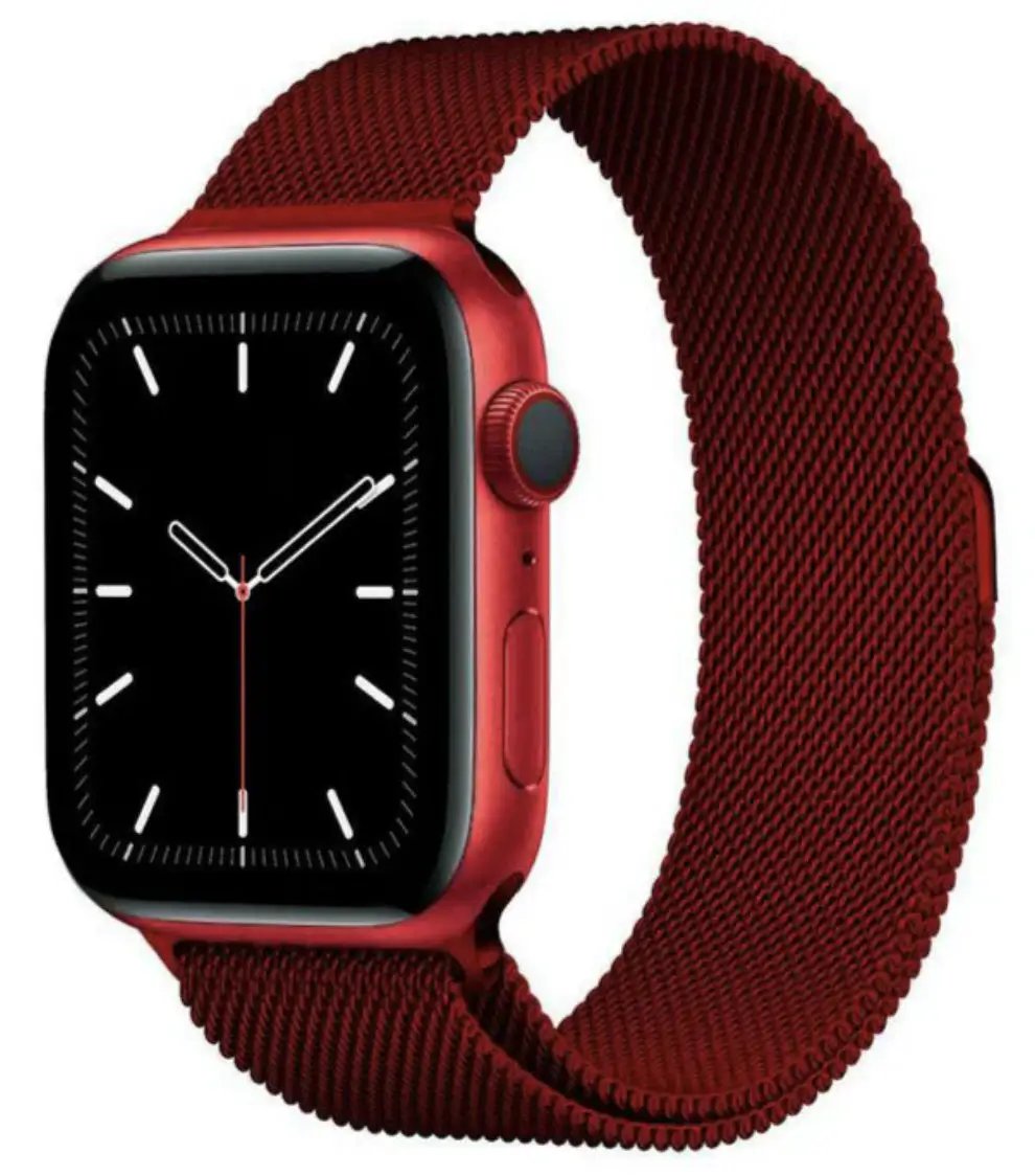 Apple Watch Milanese Stainless Steel Loop Watch Band 42mm/44mm/45mm/46mm/49mm (Series 1 - 10) - Red by WATCH ACCESSORIES