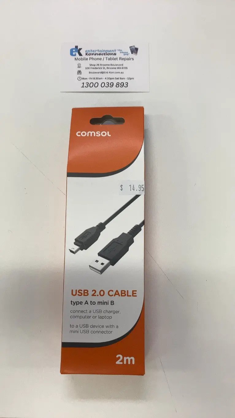 Comsol 2m USB 2.0 Peripheral Cable USB-A Male to Mini-USB Male by PHONE CABLES