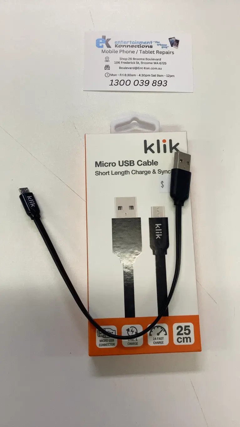 (EOL) Comsol USB-A to Micro-USB Charge & Sync Cable 25cm - Black by PHONE CABLES