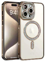 Apple iPhone 14 MagSafe Diamond Rhinestone Glitter Bling (Gold) by BUMPER PHONE CASE