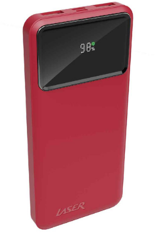 Laser 10,000mAh Powerbank 18W PD with LED Power Indicator - Red by POWER BANKS