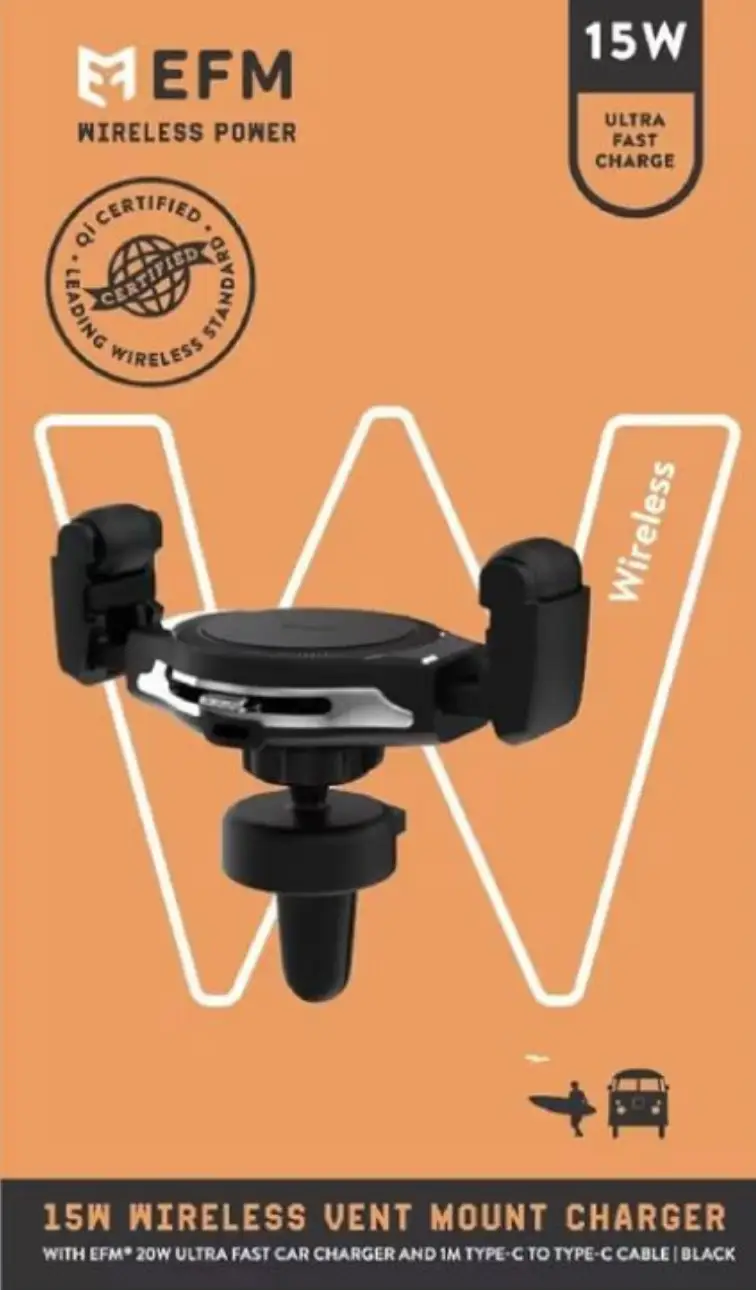 EFM 15W Wireless Car Vent Mount Charger by WIRELESS CHARGING