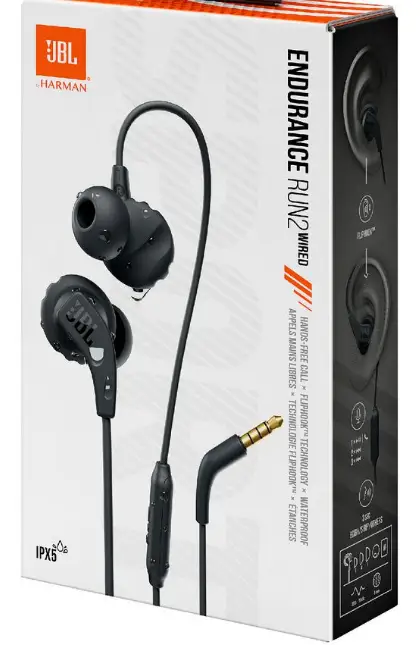 JBL Endurance Run 2 Wired In-Ear Headphones - Black by HEADPHONES