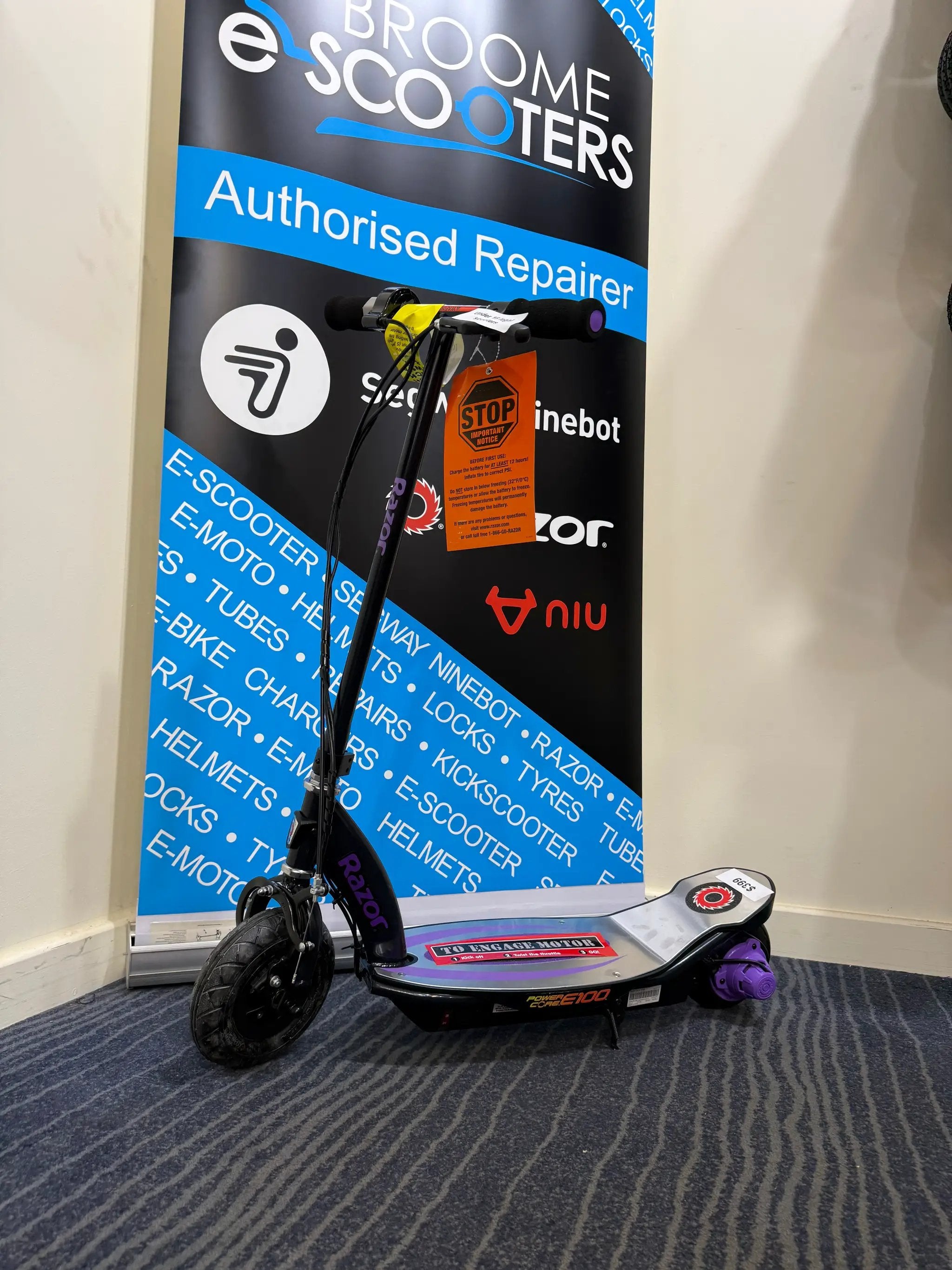 Razor Power Core E100 Electric Scooter - Purple Aluminium Deck by KIDS E-SCOOTERS