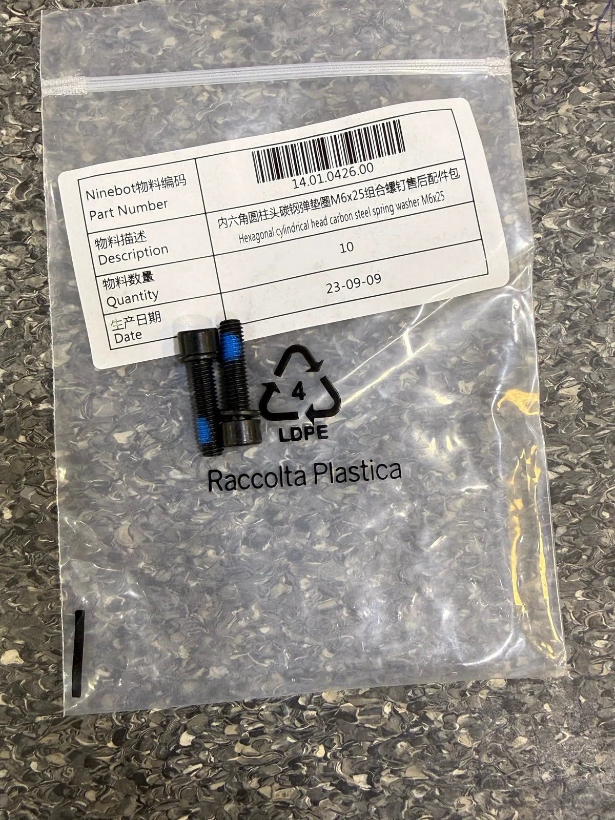 Hexagon socket cylindrical head carbon steel spring washer combination screw Accessory Package_Mechanical semi-finished products_M6*25 by SEGWAY NINEBOT PARTS