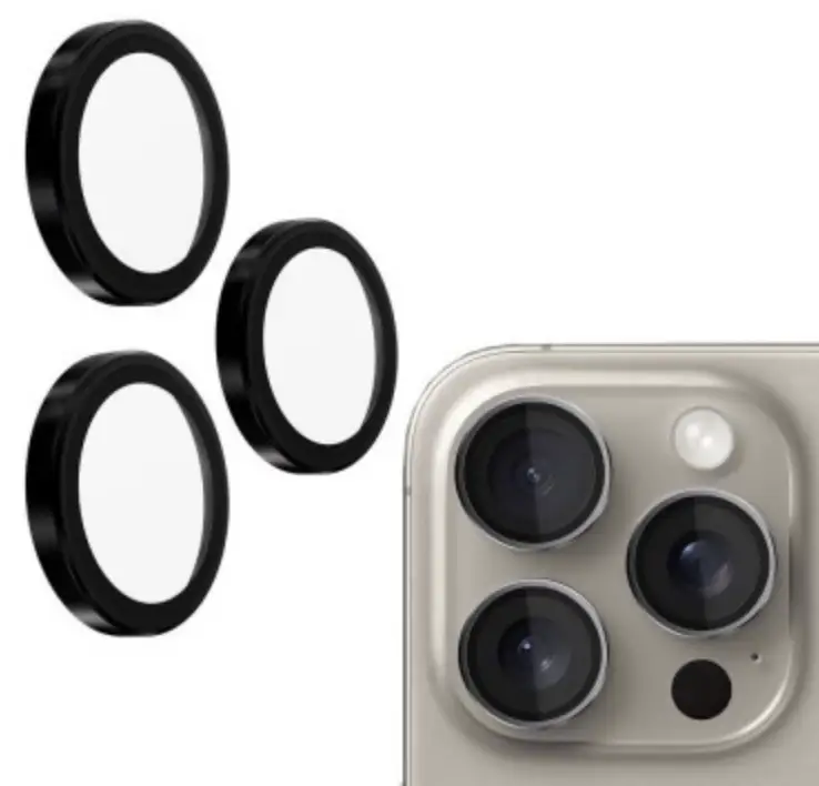 Kinglas Tempered Glass Ring Camera Lens Protector iPhone 14 Pro / iPhone 14 Pro Max / iPhone 16 Pro / iPhone 16 Pro Max - Black by CAMERA LENS