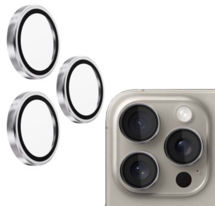 Kinglas Tempered Glass Ring Camera Lens Protector iPhone 14 Pro / iPhone 14 Pro Max / iPhone 16 Pro / iPhone 16 Pro Max - Silver by CAMERA LENS