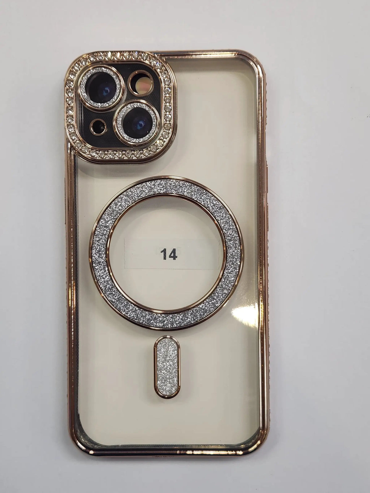 Apple iPhone 14 MagSafe Diamond Rhinestone Glitter Bling (Gold) by BUMPER PHONE CASE