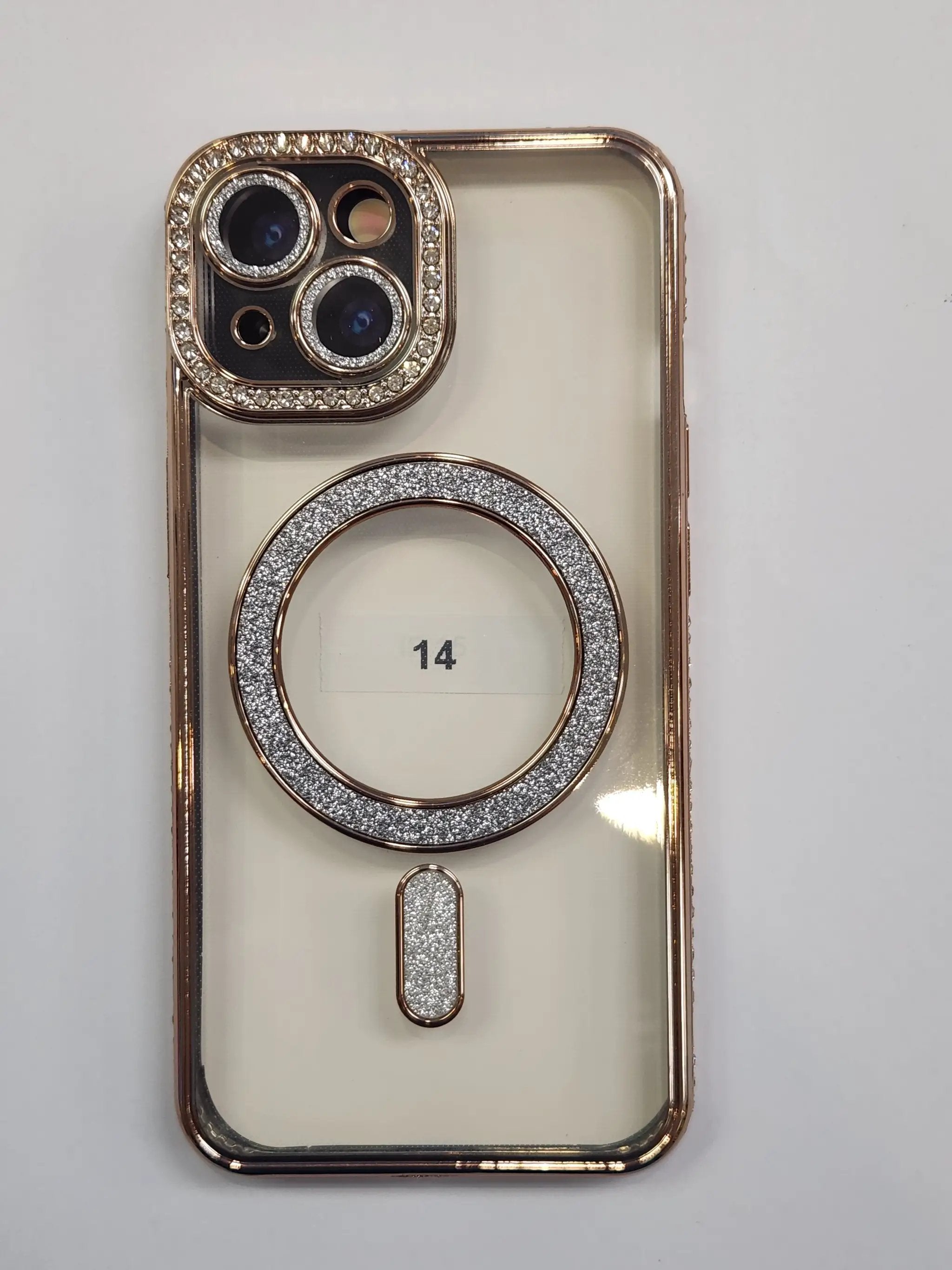 Apple iPhone 14 MagSafe Diamond Rhinestone Glitter Bling (Gold) by BUMPER PHONE CASE