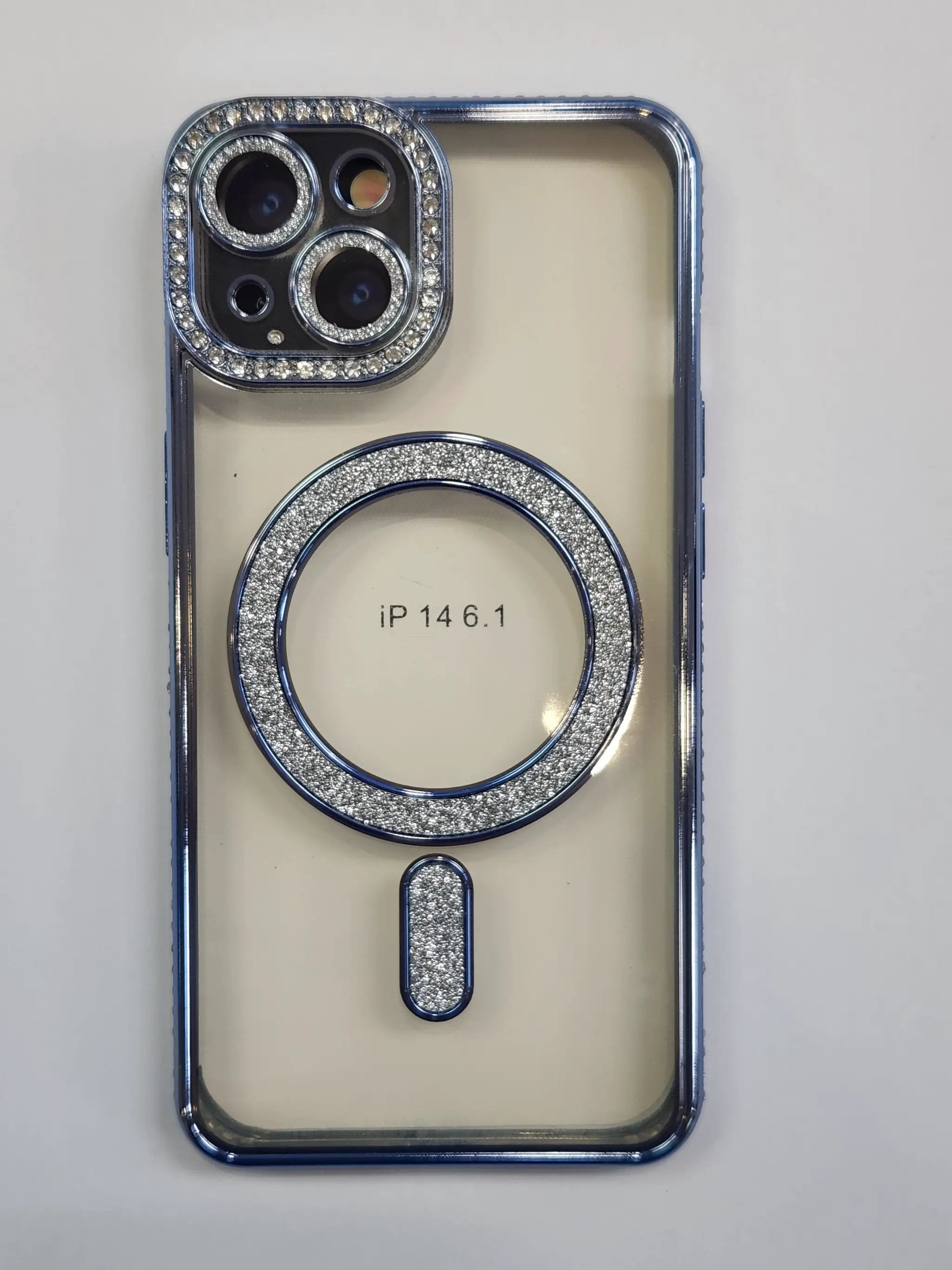 Apple iPhone 14 MagSafe Diamond Rhinestone Glitter Bling (Blue) by BUMPER PHONE CASE