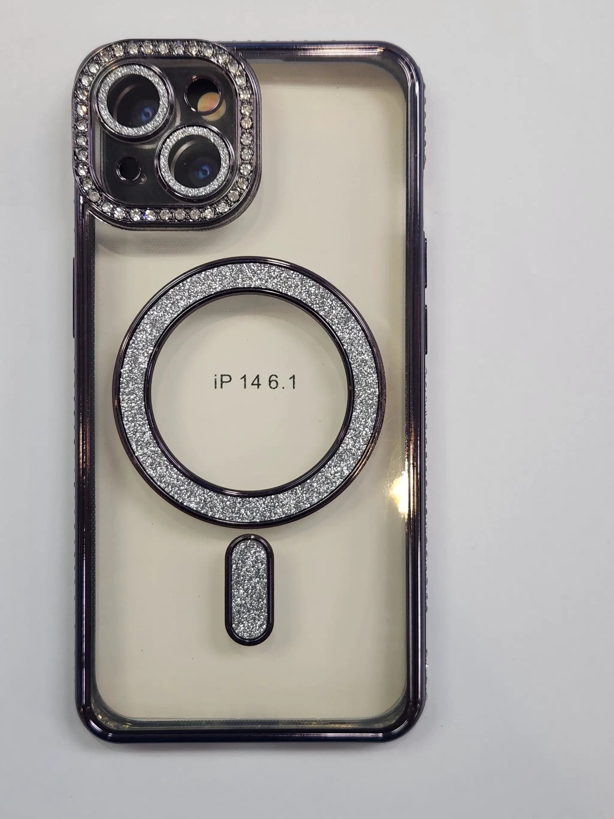 Apple iPhone 14 MagSafe Diamond Rhinestone Glitter Bling (Black) by BUMPER PHONE CASE