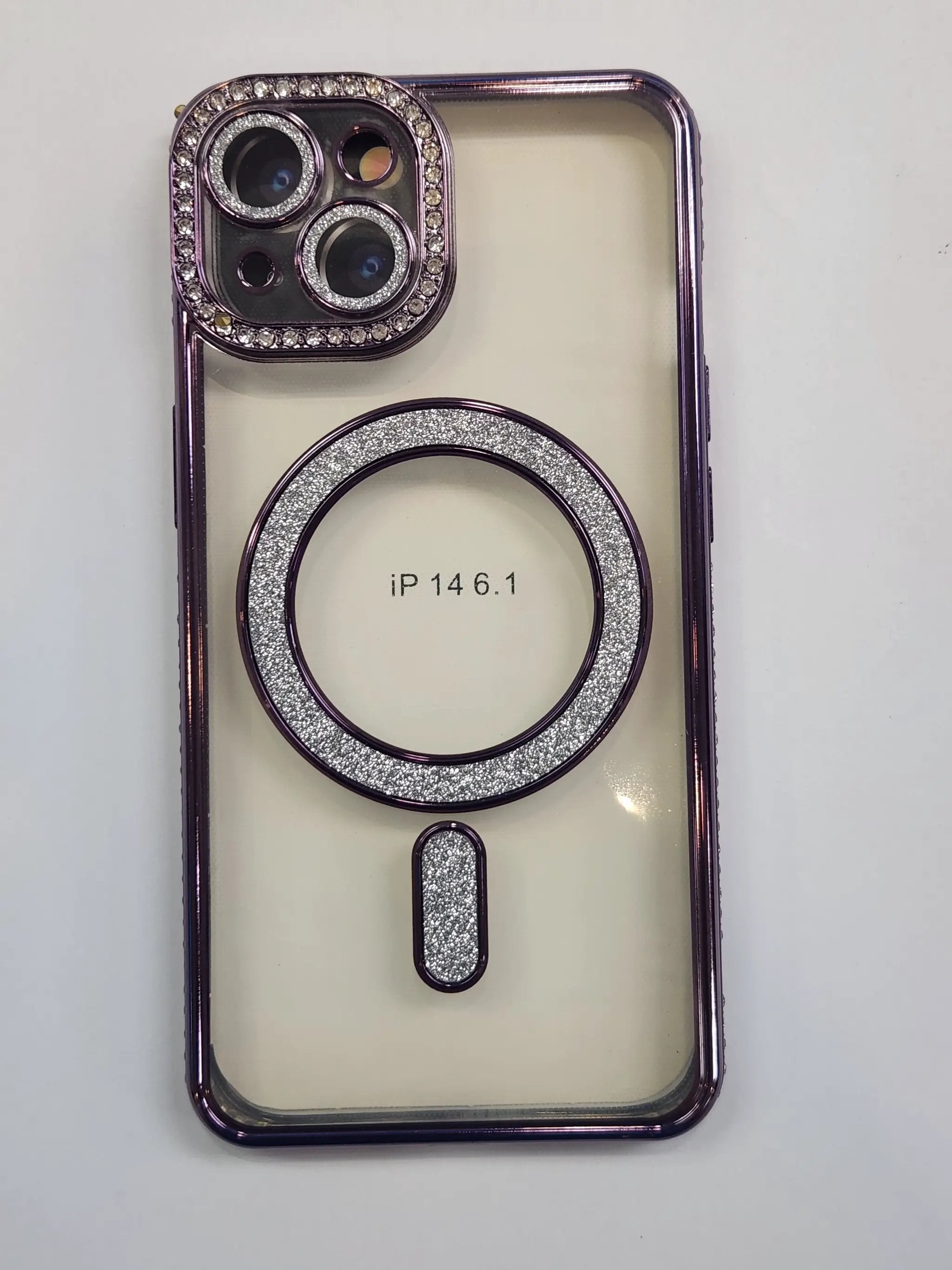 Apple iPhone 14 MagSafe Diamond Rhinestone Glitter Bling (Purple) by BUMPER PHONE CASE