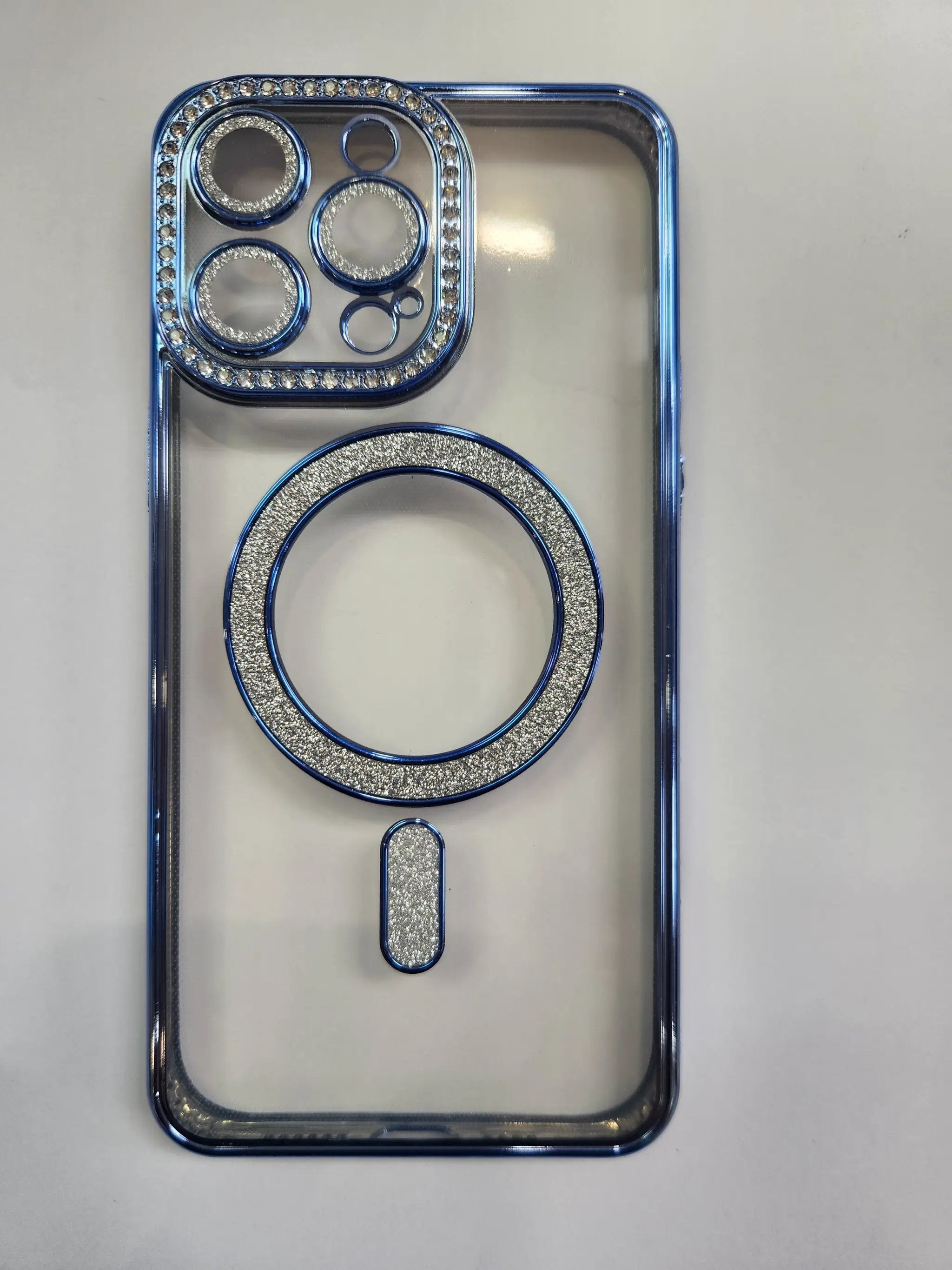 Apple iPhone 13 Pro Max MagSafe Diamond Rhinestone Glitter Bling (Blue) by BUMPER PHONE CASE