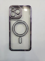 Apple iPhone 13 Pro Max MagSafe Diamond Rhinestone Glitter Bling (Purple) by BUMPER PHONE CASE