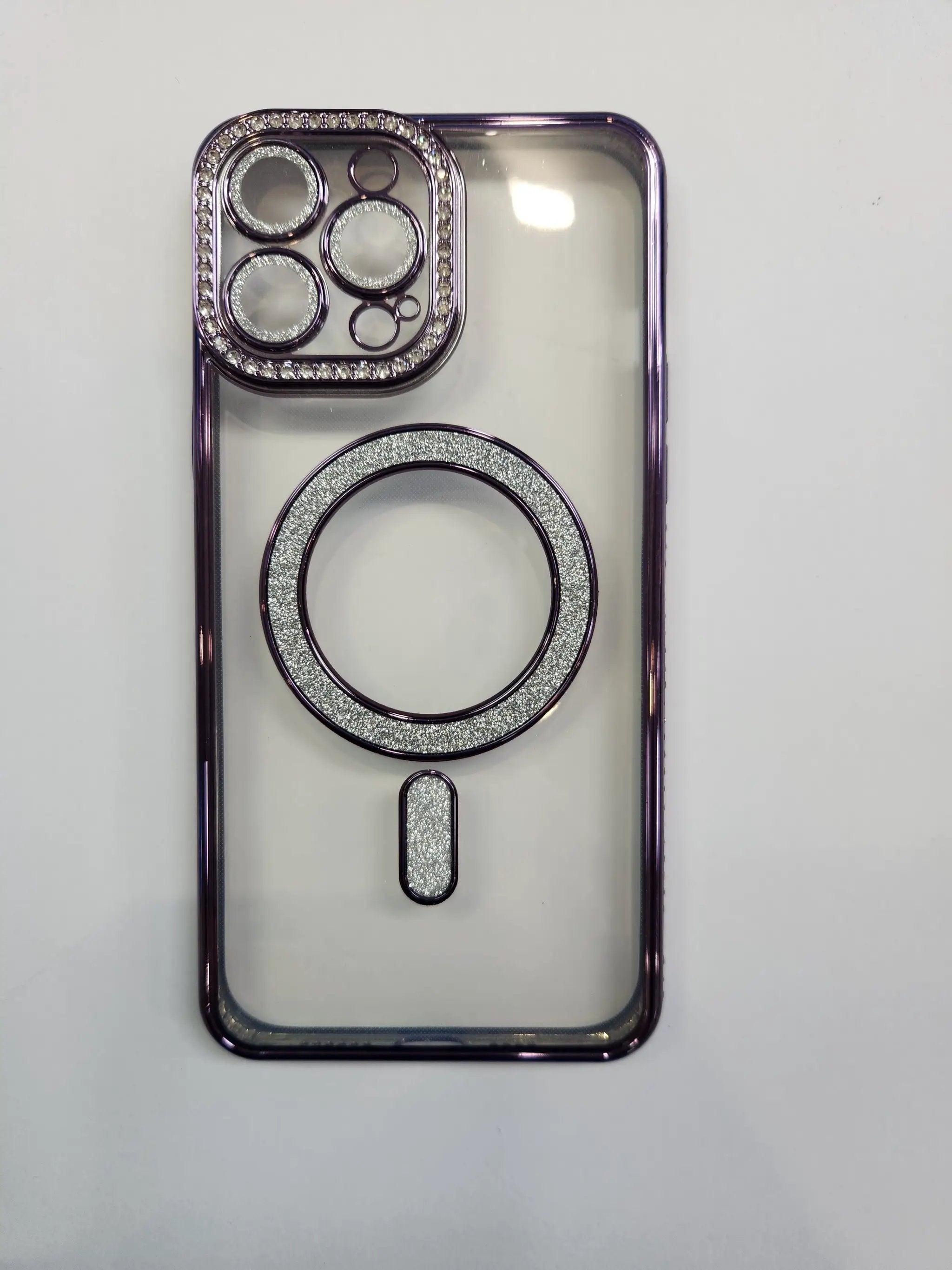 Apple iPhone 13 Pro Max MagSafe Diamond Rhinestone Glitter Bling (Purple) by BUMPER PHONE CASE