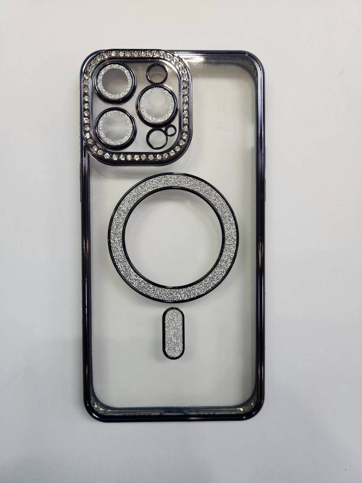 Apple iPhone 14 Pro Max MagSafe Diamond Rhinestone Glitter Bling (Black) by BUMPER PHONE CASE